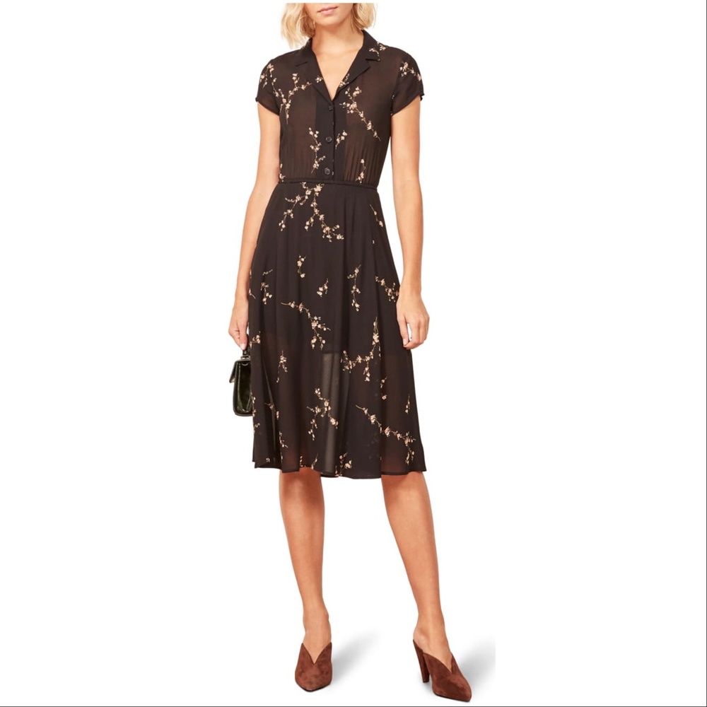 NEW Reformation Griffith Floral Collar Bodice Dress, Size 0
